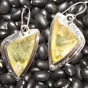 NA Sterling Silver Drop Earrings With Vibrant Yellow Rutilated Quartz